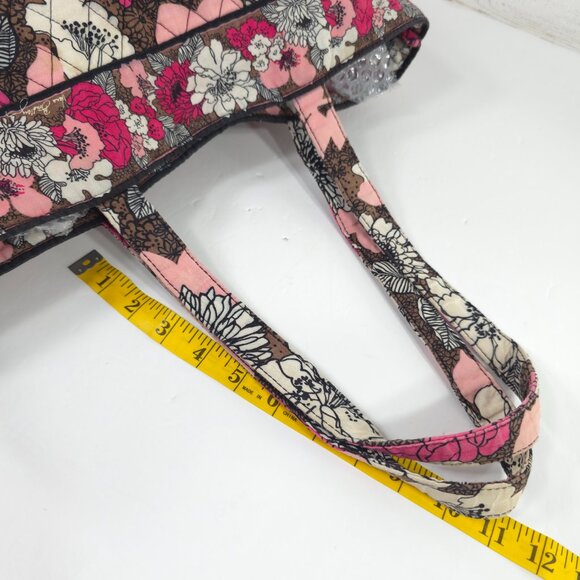 VERA BRADLEY FLORAL PINK WHITE BROWN LARGE TOTE BAG MAGNETIC CLOSURE LIGHTWEIGHT - Picture 15 of 16